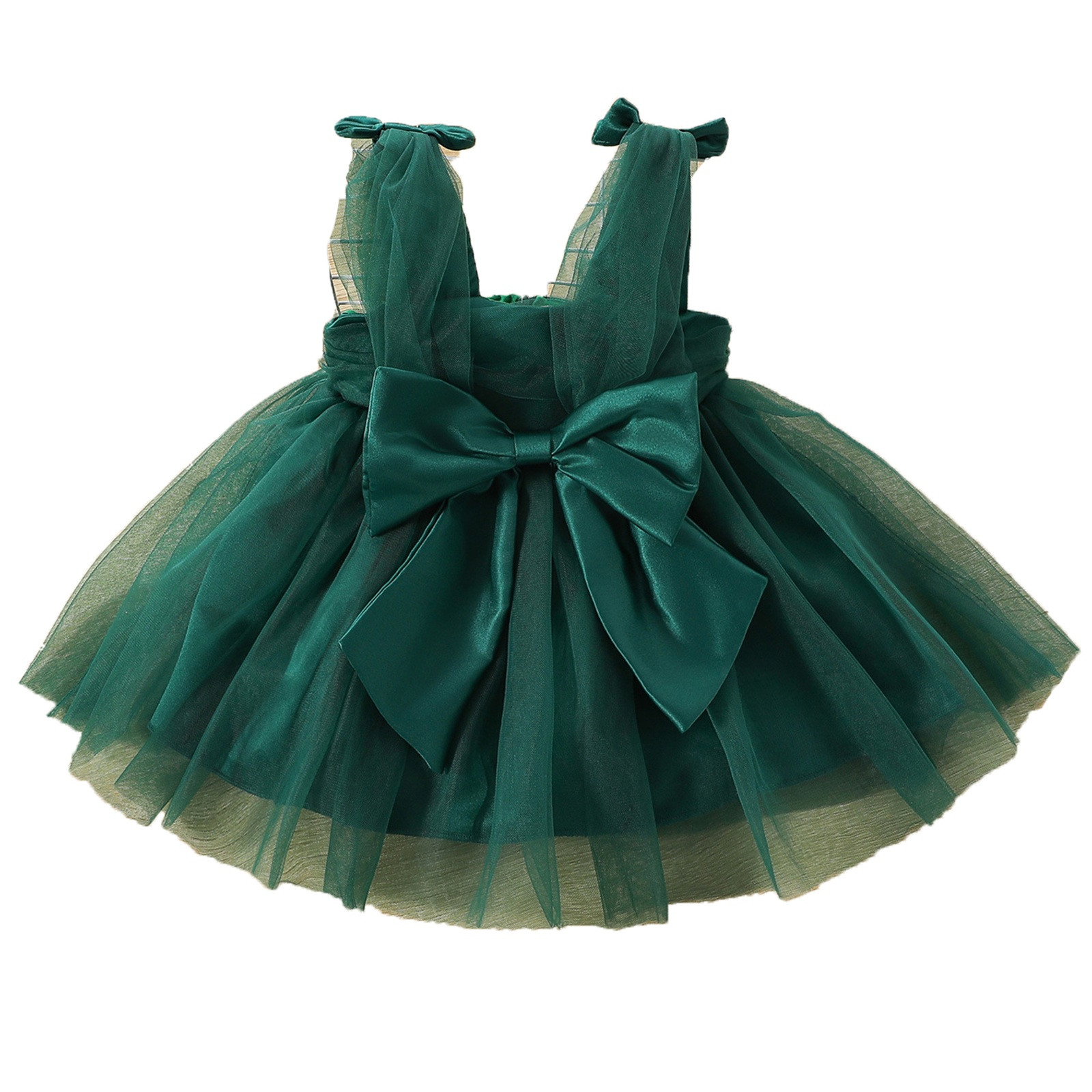 TOOYOU Toddler Girls Christmas Dress Sleeveless Mesh Bow Ruffle Puffy Tutu Dress For Girls Party Wedding Pageant Gown Baby Girl Cute Sundress Sizes 18-24 Months